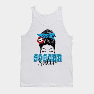 Cute Soccer Player's Sister Messy Bun Tank Top